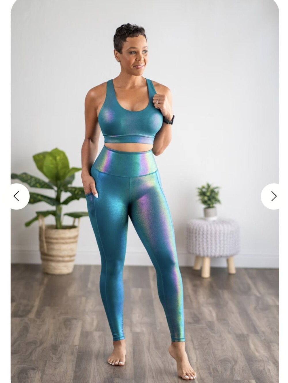 Love Her - Iridescent Green Yoga Pants and Sports Bra Set - Brand New